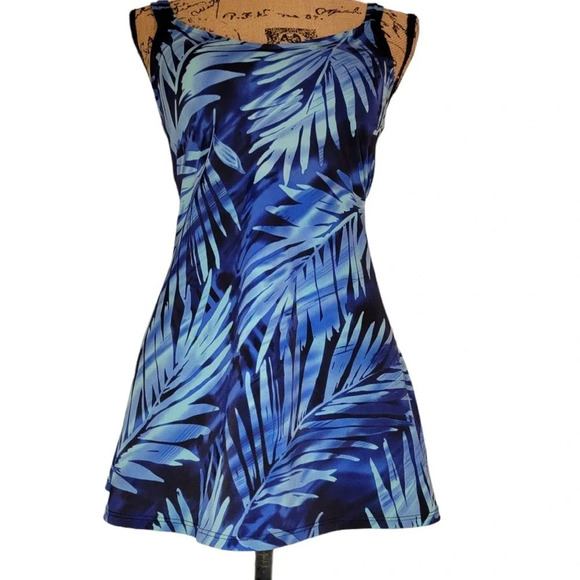 JANTZEN Women's Swim Dress Blue Floral Size 8 - Picture 14 of 15